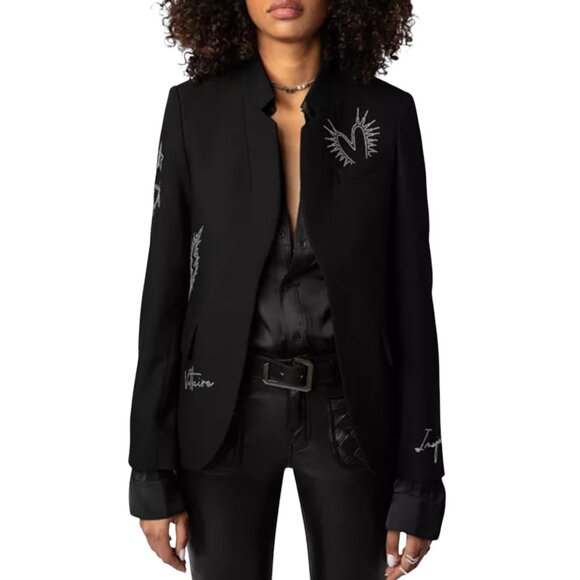 Zadig & Voltaire Very Strass Heart Blazer Size 38 FR, S/M US NEW - Picture 2 of 10